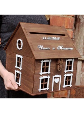 Intra απο ξύλο plywood 3mm-4mm πάχος - Διακόσμηση Γάμου Σπίτι σε σχήμα Κουτί χρημάτων Δίασταση 40x50 cm Intraeaxys-6o3yrgk7