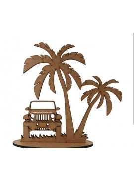 Intra απο ξύλο plywood 3mm-4mm πάχος - Αναμνηστικό Jeep Palm Trees Beach Δίασταση 30x30 cm Intraeaxys-p7ymvrp7