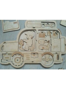 Intra απο ξύλο plywood 3mm-4mm πάχος - Jeep Kids Learning Puzzle Δίασταση 30x30 cm Intraeaxys-078yxk4o