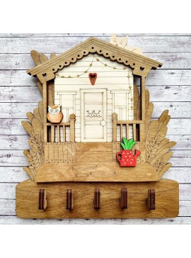 Intra απο ξύλο plywood 3mm-4mm πάχος - Κλειδοθήκη τοίχου Δίασταση 30x30 cm Intraeaxys-m1d6xvl7