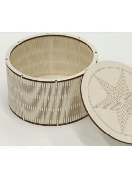 Intra απο ξύλο plywood 3mm-4mm πάχος - Χαράξτε Στρογγυλό Ξύλινο Κουτί με Καπάκι Flex Box Δίασταση 30x30 cm Intraeaxys-joedgm61