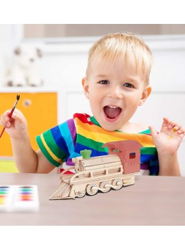 Intra απο ξύλο plywood 3mm-4mm πάχος - Steam Train 3D Woodcraft Kit Ξύλινο παζλ Δίασταση 30x30 cm Intraeaxys-voq2vpqo