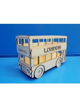 Intra απο ξύλο plywood 3mm-4mm πάχος - Διώροφο μολυβοθήκη λεωφορείου Λονδίνου Δίασταση 30x30 cm Intraeaxys-6o3y6xk7