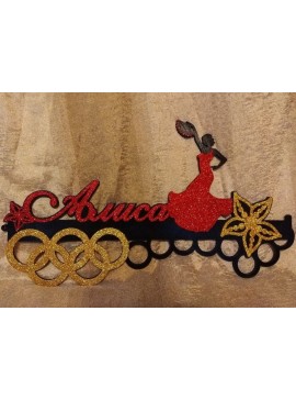 Intra απο ξύλο plywood 3mm-4mm πάχος - Επίδειξη μεταλλίων Flamenco με κορδέλα χορού Δίασταση 30x30 cm Intraeaxys-p7ymyw57