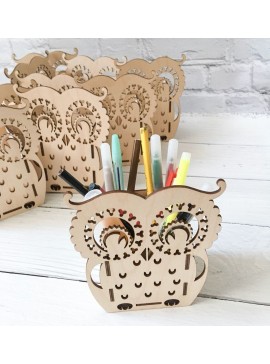 Intra απο ξύλο plywood 3mm-4mm πάχος - Κουκουβάγια στυλοθήκη Δίασταση 30x30 cm Intraeaxys-eo20x437