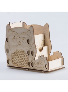 Intra απο ξύλο plywood 3mm-4mm πάχος - Owl Pen Holder Organizer γραφείου Δίασταση 30x30 cm Intraeaxys-d1lv0qgo