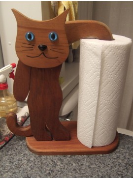 Intra απο ξύλο plywood 3mm-4mm πάχος - Χάρτινη θήκη χαρτοπετσέτας σε σχήμα γάτας Θήκη χαρτιού κουζίνας Βάση χαρτιού σε ρολό οικιακής χρήσης Αρχείο PDF Δίασταση 30x30 cm Intraeaxys-078ye0jo