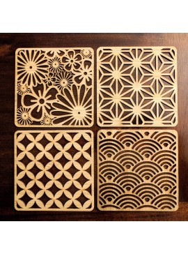 Intra απο ξύλο plywood 3mm-4mm πάχος - Σουβέρ ιαπωνικού σχεδίου Δίασταση 30x30 cm Intraeaxys-67wl6y31