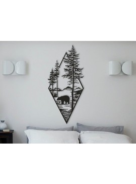 Intra απο ξύλο plywood 3mm-4mm πάχος - Διακόσμηση τοίχου Bear In The Woods Δίασταση 30x30 cm Intraeaxys-67wlrmm1