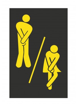 Intra απο ξύλο plywood 3mm-4mm πάχος - Αυτοκόλλητο Cute Man Woman Washroom WC WC Δίασταση 30x30 cm Intraeaxys-075e8p7z