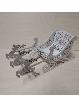 Intra απο ξύλο plywood 3mm-4mm πάχος - Χριστουγεννιάτικη διακόσμηση Έλκηθρο και τάρανδος Santa Δίασταση 30x30 cm Intraeaxys-eoxlykqo