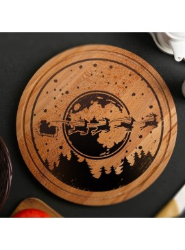 Intra απο ξύλο plywood 3mm-4mm πάχος - Χριστουγεννιάτικη διακόσμηση με χαρακτική λέιζερ Flying Santa Claus Δίασταση 30x30 cm Intraeaxys-joedzy81