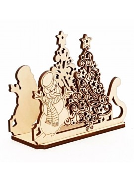 Intra απο ξύλο plywood 3mm-4mm πάχος - Θήκη χαρτοπετσέτας για χριστουγεννιάτικο δέντρο χιονάνθρωπος Δίασταση 30x30 cm Intraeaxys-eoxlg0go