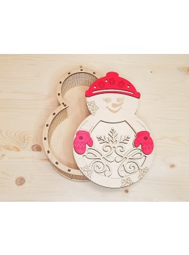 Intra απο ξύλο plywood 3mm-4mm πάχος - Χριστουγεννιάτικο κουτί δώρου Snowman Candy Box Δίασταση 30x30 cm Intraeaxys-pok3yyj7