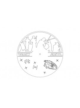Intra απο ξύλο plywood 3mm-4mm πάχος - Clock On A Record – Star Wars Δίασταση 30x30 cm Intraeaxys-voqm9q12