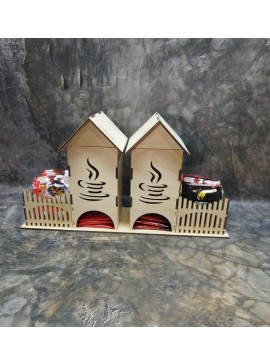 Intra απο ξύλο plywood 3mm-4mm πάχος - Tea Bag House Tea Bag Dispenser Δίασταση 40x50 cm Intraeaxys-eo4qvz87