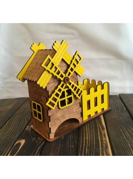 Intra απο ξύλο plywood 3mm-4mm πάχος - Windmill Tea House με θήκη τσαγιού Candy Box Δίασταση 40x50 cm Intraeaxys-eo20w647