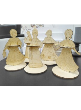 Intra απο ξύλο plywood 3mm-4mm πάχος - Χαρτοπετσέτα Σλάβοι Παραδοσιακή Στολή Κορίτσια Ρωσική Σαραφάν Δίασταση 30x30 cm Intraeaxys-eo4q24y7