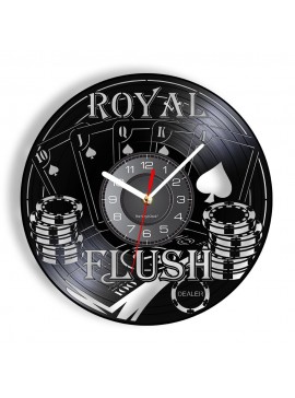 Intra απο ξύλο plywood 3mm-4mm πάχος - Royal Flush Poker Ρολόι τοίχου Παιχνίδια καρτών Βινυλίου Διακόσμηση τοίχου Δίασταση 30x30 cm Intraeaxys-6o3ywkr7