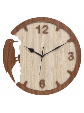 Intra απο ξύλο plywood 3mm-4mm πάχος - Ρολόι τοίχου σε στυλ δρυοκολάπτης Διακοσμητικό ρολόι μοντέρνου σχεδιασμού Δίασταση 30x30 cm Intraeaxys-yon0wqp7