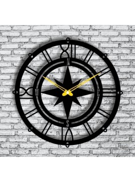Intra απο ξύλο plywood 3mm-4mm πάχος - Ρολόι τοίχου πυξίδα Ρολόι τοίχου Sailor Δίασταση 30x30 cm Intraeaxys-pok3dg97