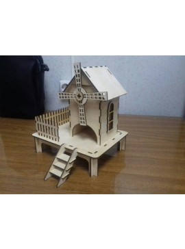 Intra απο ξύλο plywood 3mm-4mm πάχος - Ξύλινο παλιό Ανεμόμυλος Πρότυπο τεϊ Σπίτι ter Δίασταση 40x50 cm Intraeaxys-qommwq5o