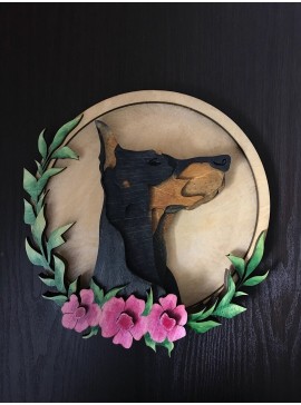 Intra απο ξύλο plywood 3mm-4mm πάχος - Τέχνη τοίχου Dobermann Layered Art Δίασταση 30x30 cm Intraeaxys-p7ymelz7