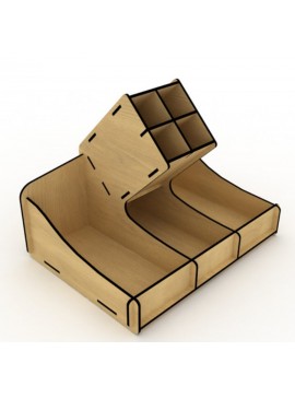 Intra απο ξύλο plywood 3mm-4mm πάχος - Ξύλινη Επιτραπέζια Μολυβοθήκη Δίασταση 30x30 cm Intraeaxys-qommqmko