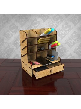 Intra απο ξύλο plywood 3mm-4mm πάχος - Ξύλινη επιτραπέζια οργάνωση με συρτάρια θήκη για στυλό Κουτί αποθήκευσης Δίασταση 30x30 cm Intraeaxys-078ywdjo