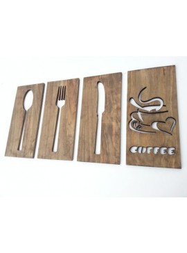Intra απο ξύλο plywood 3mm-4mm πάχος - Coffee Bar Sign Modern Kitchen Art CNC Router Laser Δίασταση 30x30 cm Intraeaxys-pok62d7j