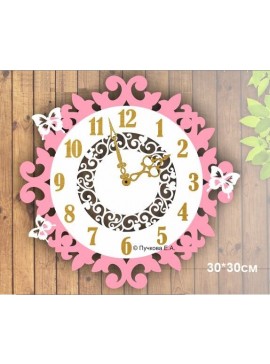 Intra απο ξύλο plywood 3mm-4mm πάχος - Ξύλινο διακοσμητικό ρολόι τοίχου Δίασταση 30x30 cm Intraeaxys-eo4qmwg7