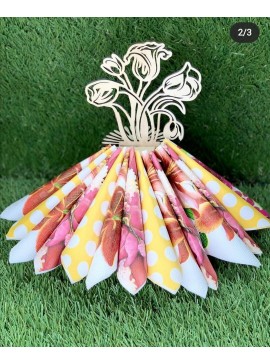 Intra απο ξύλο plywood 3mm-4mm πάχος - Λουλούδια θήκης χαρτοπετσέτας στο πρότυπο βάζων Δίασταση 30x30 cm Intraeaxys-eo0qjn51