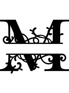 Intra απο ξύλο plywood 3mm-4mm πάχος - Flourished Split Monogram M Letter Δίασταση 30x30 cm Intraeaxys-qomm6x4o