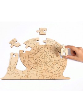 Intra απο ξύλο plywood 3mm-4mm πάχος - Διάνυσμα πρότυπο παζλ σαλιγκαριού αλφάβητο Δίασταση 30x30 cm Intraeaxys-pokgk91j