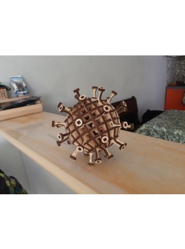 Intra απο ξύλο plywood 3mm-4mm πάχος - Τρισδιάστατο μοντέλο Coronavirus Δίασταση 30x30 cm Intraeaxys-m1d6rr37