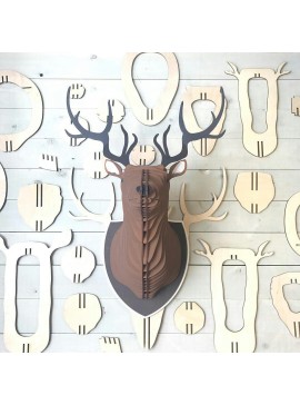 Intra απο ξύλο plywood 3mm-4mm πάχος - Κεφάλι τοίχου διακοσμητικών ελαφιών Δίασταση 30x30 cm Intraeaxys-pok38gk7
