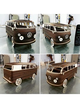 Intra απο ξύλο plywood 3mm-4mm πάχος - VW Camper Van 3D Puzzle Δίασταση 30x30 cm Intraeaxys-zo9y5my7