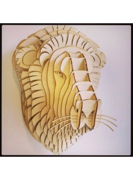 Intra απο ξύλο plywood 3mm-4mm πάχος - Τρισδιάστατο παζλ Lion Head Trophy Δίασταση 30x30 cm Intraeaxys-lopqedk7