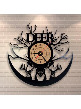 Intra απο ξύλο plywood 3mm-4mm πάχος - Ρολόι δίσκου βινυλίου ελαφιού Δίασταση 30x30 cm Intraeaxys-6o3yvzj7