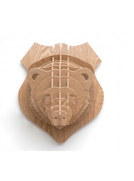 Intra απο ξύλο plywood 3mm-4mm πάχος - Bear Head τρισδιάστατο παζλ Τρόπαιο τοίχου με κεφάλι ζώων Δίασταση 30x30 cm Intraeaxys-eoxlpxgo
