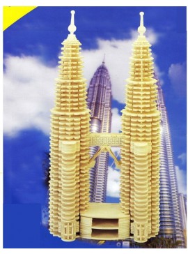 Intra απο ξύλο plywood 3mm-4mm πάχος - Malaysia Petronas Twin Towers 3D Puzzle Δίασταση 30x30 cm Intraeaxys-yon09eg7