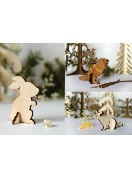 Intra απο ξύλο plywood 3mm-4mm πάχος - Επιτραπέζιο Animal Decor Bunny Mouse Δίασταση 30x30 cm Intraeaxys-joed9l91