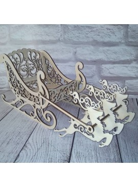 Intra απο ξύλο plywood 3mm-4mm πάχος - Χριστουγεννιάτικη διακόσμηση εσωτερικών χώρων Santa Sleigh Reindeer Δίασταση 30x30 cm Intraeaxys-yon0yng7