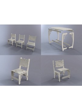 Intra απο ξύλο plywood 3mm-4mm πάχος - Επίπεδο τραπέζι και καρέκλα Δίασταση 30x30 cm Intraeaxys-joede391