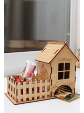 Intra απο ξύλο plywood 3mm-4mm πάχος - Τσαγιού με Κουτί Καραμέλας 3mm Δίασταση 30x30 cm Intraeaxys-r1z2men1