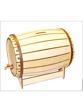 Intra απο ξύλο plywood 3mm-4mm πάχος - Κουμπαράς σε σχήμα βαρελιού Δίασταση 30x30 cm Intraeaxys-67wl3381