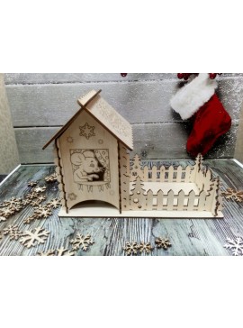 Intra απο ξύλο plywood 3mm-4mm πάχος - Χριστουγεννιάτικο σπίτι για το νέο έτος Δίασταση 40x50 cm Intraeaxys-d1lvdezo