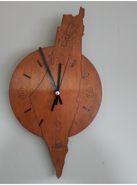 Intra απο ξύλο plywood 3mm-4mm πάχος - Χάρτης Παλαιστίνης Ρολόι τοίχου Δίασταση 30x30 cm Intraeaxys-p7ym2357