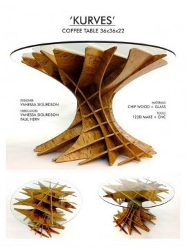 Intra απο ξύλο plywood 3mm-4mm πάχος - Τραπεζάκι σαλονιού Kurves Δίασταση 30x30 cm Intraeaxys-p7ym9y27