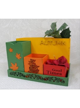 Intra απο ξύλο plywood 3mm-4mm πάχος - Autumn Desk Organizer Αποθήκευση προμηθειών γραφείου Δίασταση 30x30 cm Intraeaxys-075yrmko